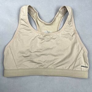 Patagonia Capilene Sports Bra Women M Desert Tan‎ Racer Back USA Made Activewear
